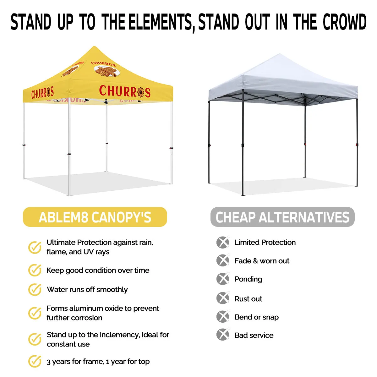 ABLEM8CANOPY Churros 10x10 canopy tent with sidewalls