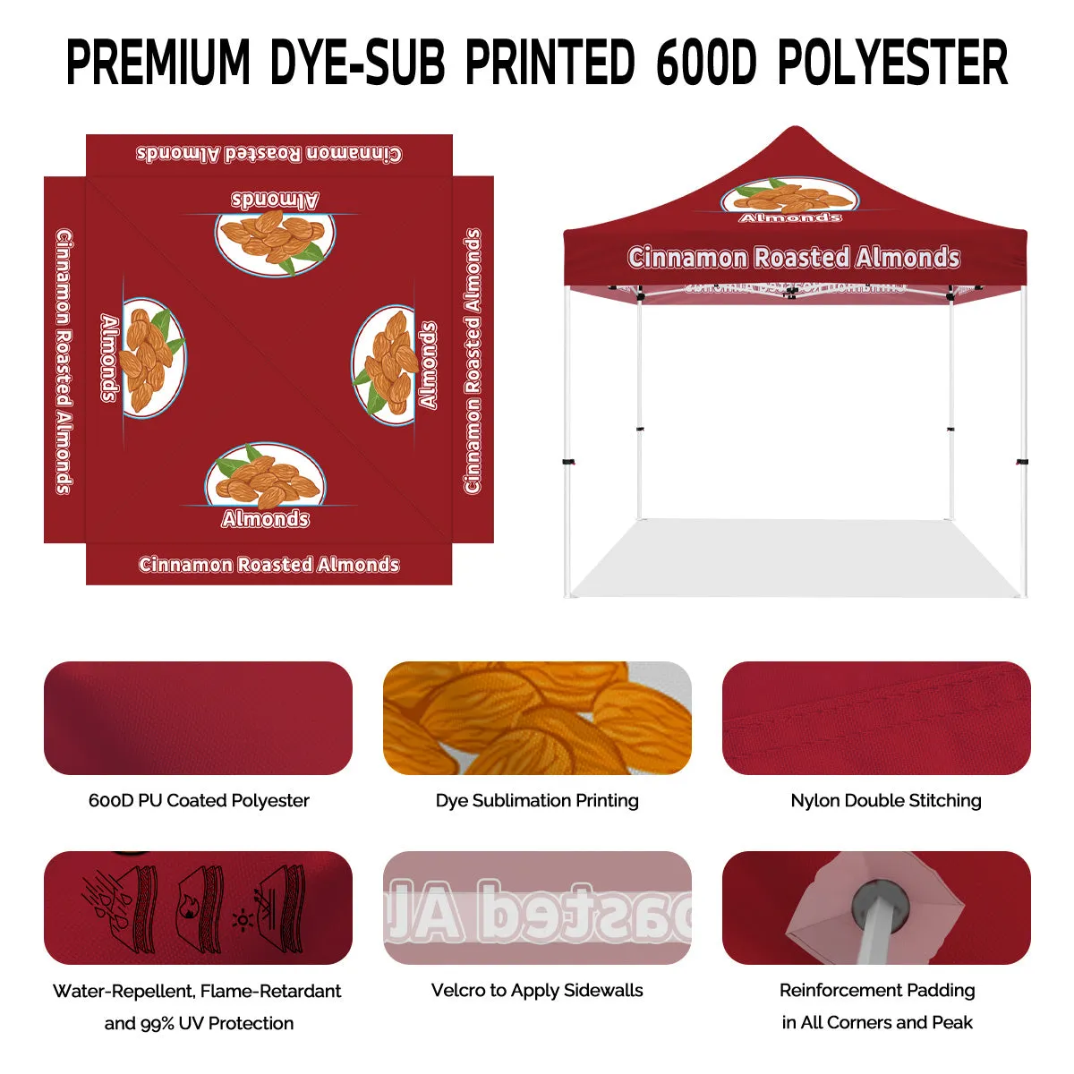 ABLEM8CANOPY Cinnamon Roasted Almonds 10 x 10 canopy tent with sidewalls