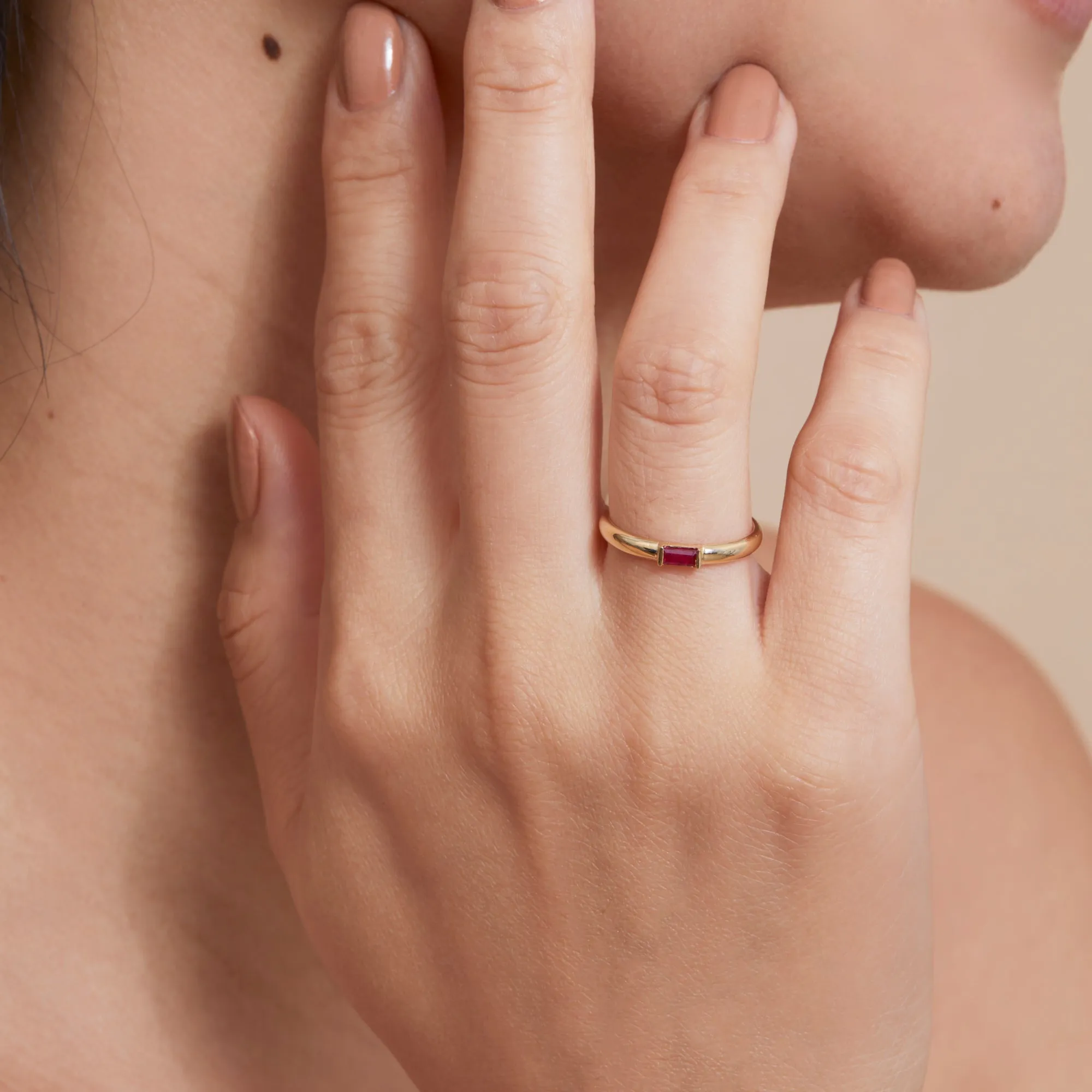 Baguette Ruby Dome Ring, Annie