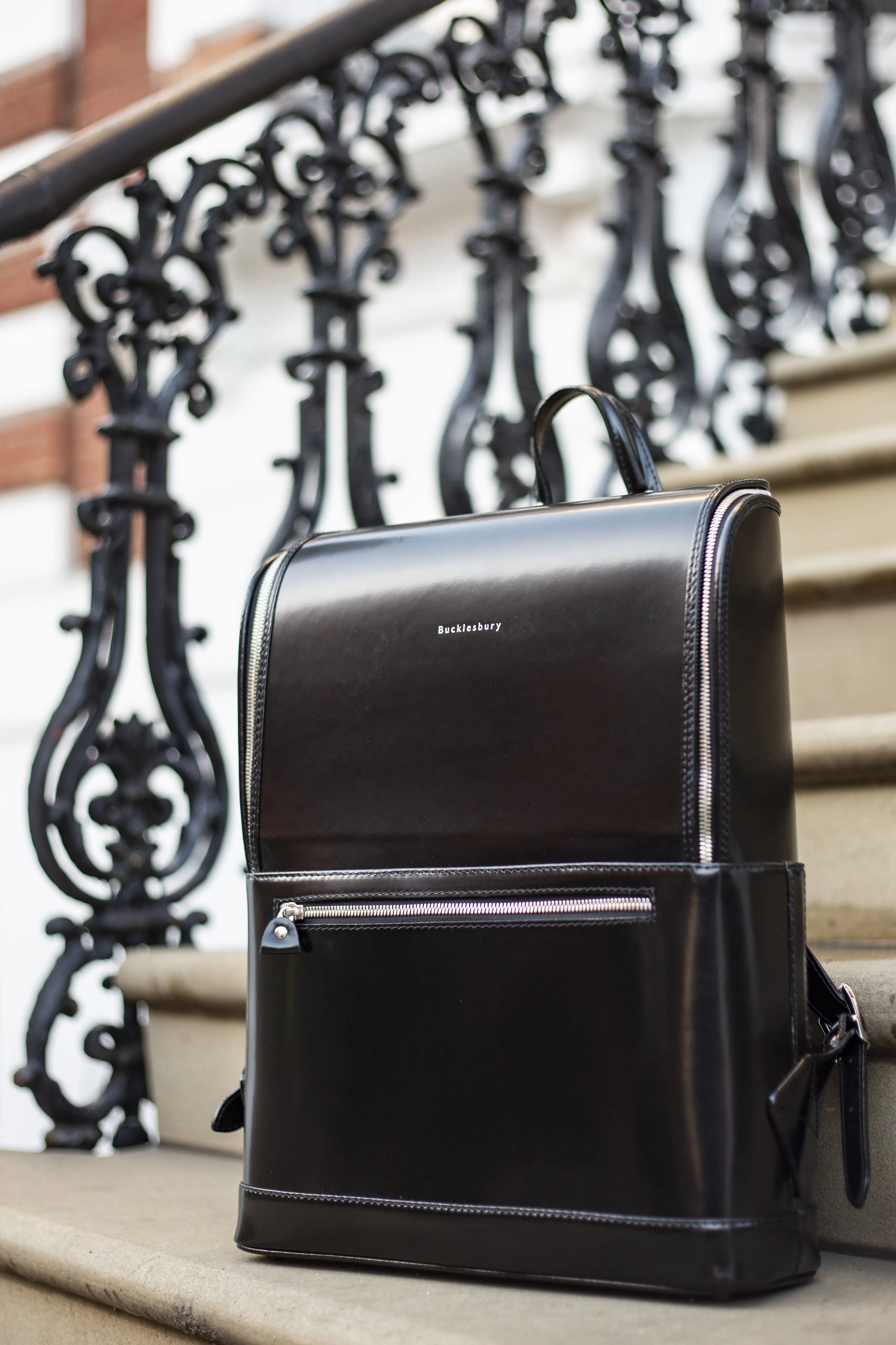 Black Bucklesbury Fine Italian Leather Backpack