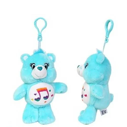 Care Bears 5.5" Plushy Mascot Bag Charms: Mint Heart Song Bear, Pink Cheer Bear, Purple Share Bear, and Yellow Sunshine Bear