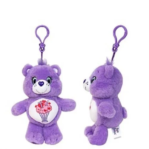 Care Bears 5.5" Plushy Mascot Bag Charms: Mint Heart Song Bear, Pink Cheer Bear, Purple Share Bear, and Yellow Sunshine Bear