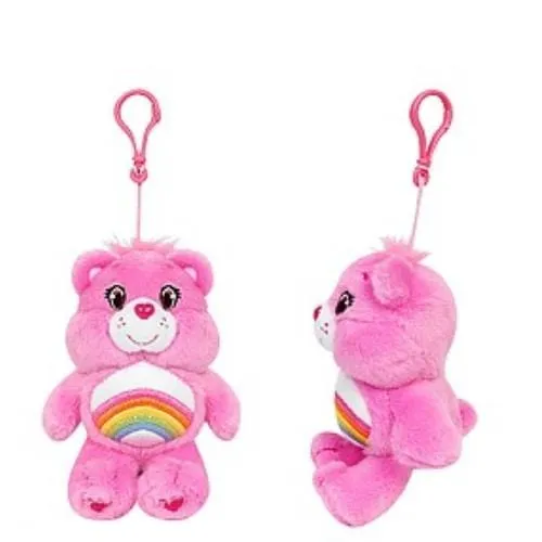 Care Bears 5.5" Plushy Mascot Bag Charms: Mint Heart Song Bear, Pink Cheer Bear, Purple Share Bear, and Yellow Sunshine Bear