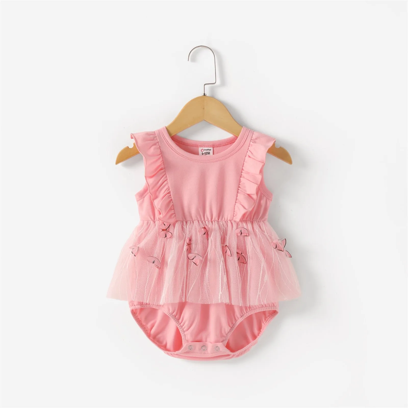 Family Matching Dresses - Pink Tulle with Ruffles and Butterfly Appliqués