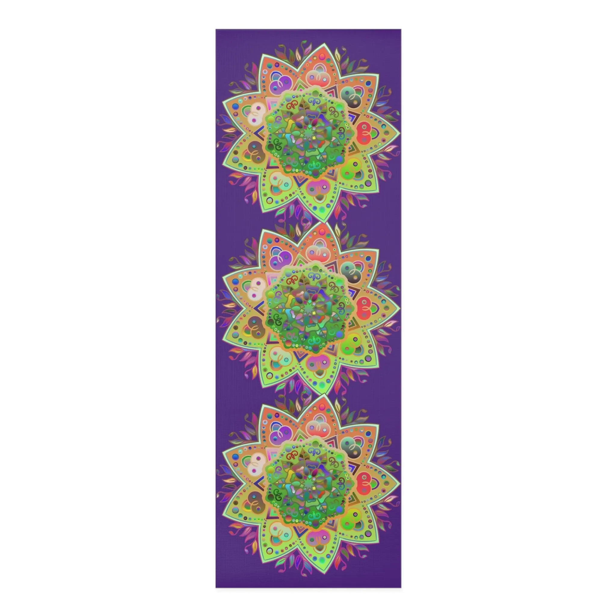 Purple Mandala Hand-Drawn Foam Yoga Mat - 24x72x0.25