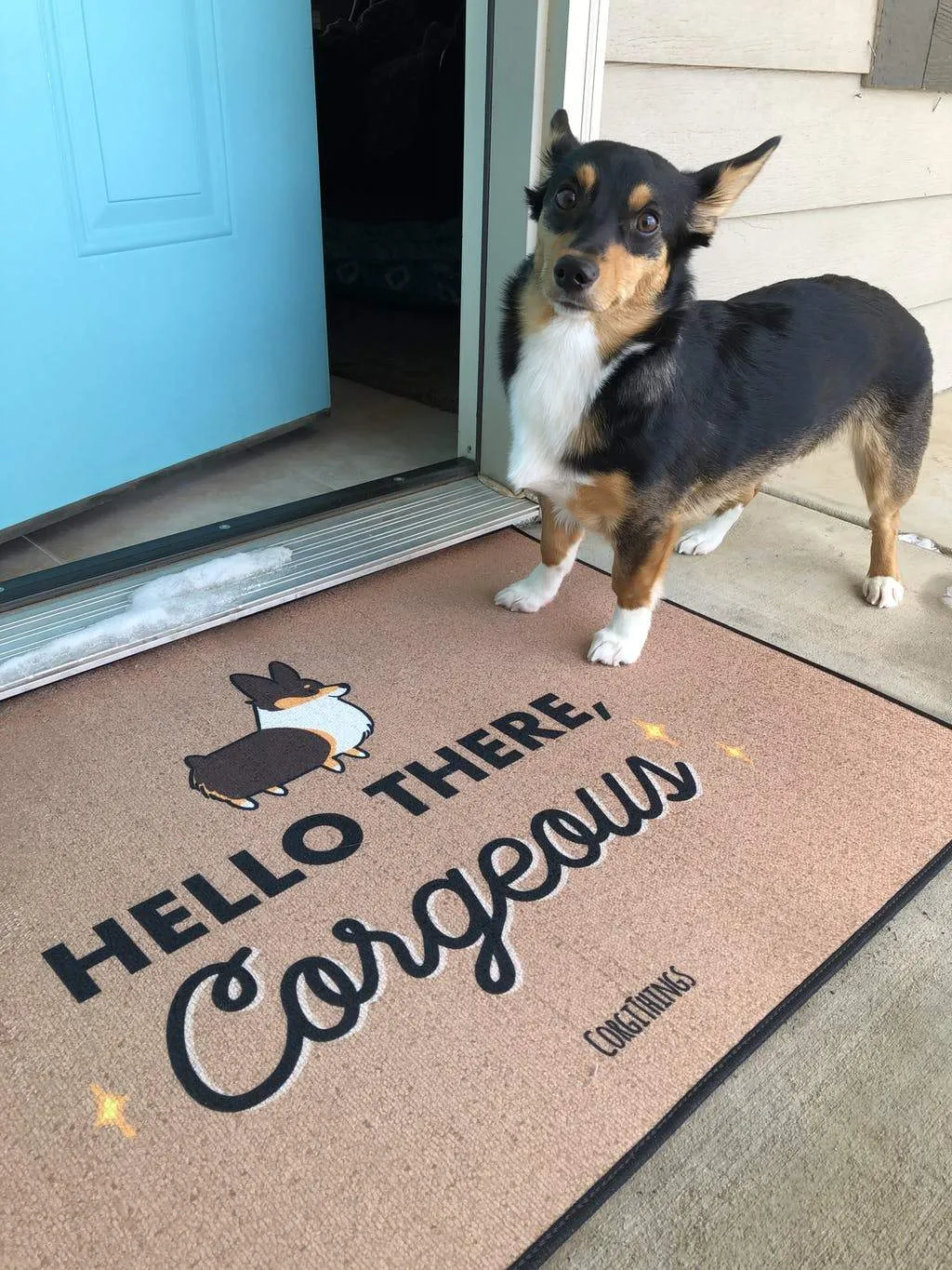 "Hello There Corgeous" Corgi Floor Mat