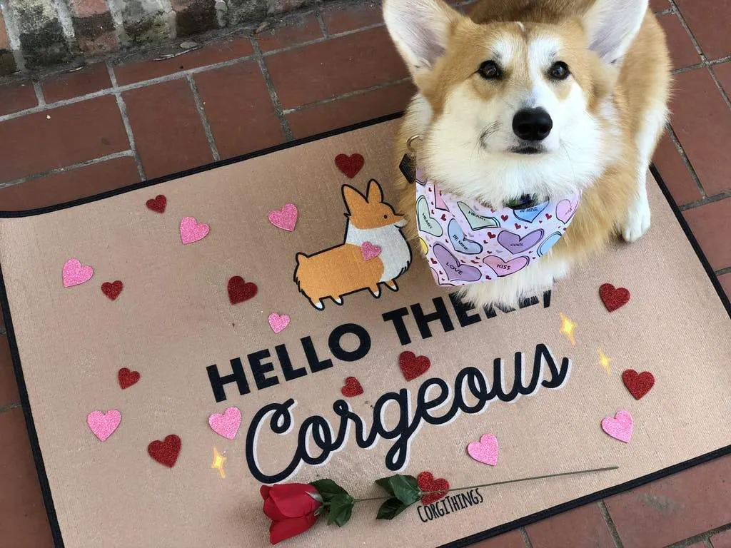 "Hello There Corgeous" Corgi Floor Mat