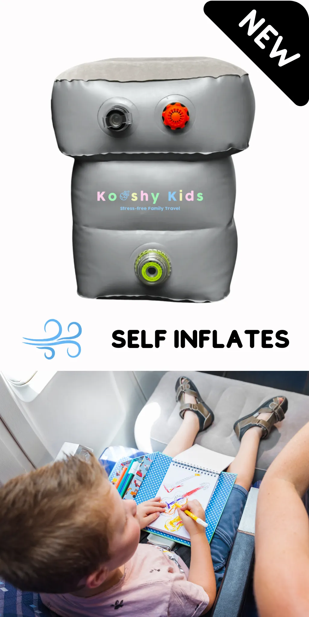 SELF-INFLATING Kooshy Kids Kooshion